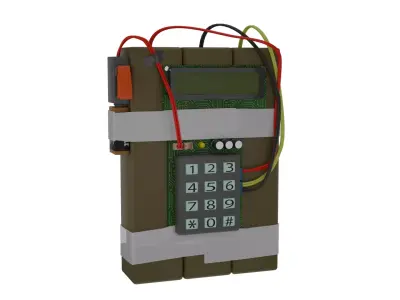 3D Explosive Device with Timer Game and Animation Ready Low-poly 3D model