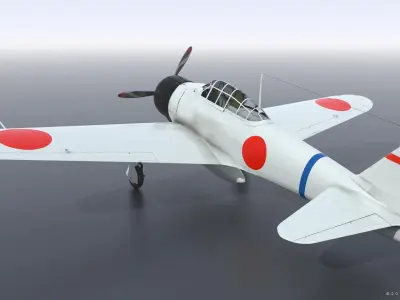 A6M2 Type0 Model11 Serial 3-112 - Not rigged Low-poly 3D model