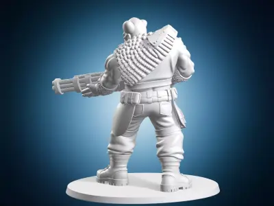 Orc Commando With Gatling Gun Sci Fi Fantasy Miniature 3D print model