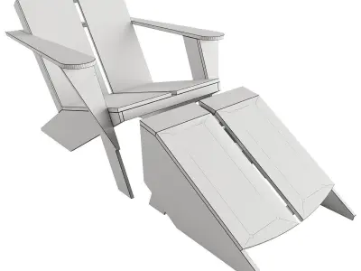 Crate and Barrel outdoor Adirondack Chair and ottoman Low-poly 3D model