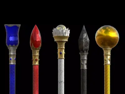 Elemental Scepter Pack Low-poly 3D model