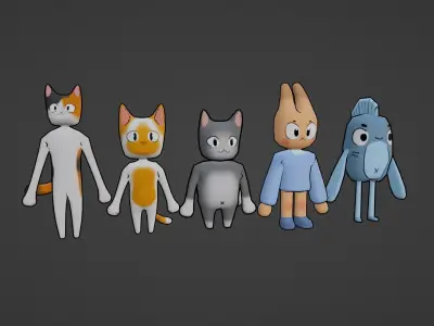 PACK OF 5 ANIMATED AND TEXTURED CHARACTERS Low-poly 3D model