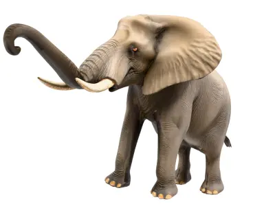 Realistic African Elephant Low-poly 3D model