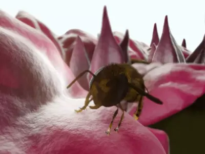 Bouganville flower with hornet 3D model