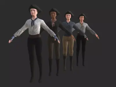 Low Poly Rigged Female Crewmate Low-poly 3D model