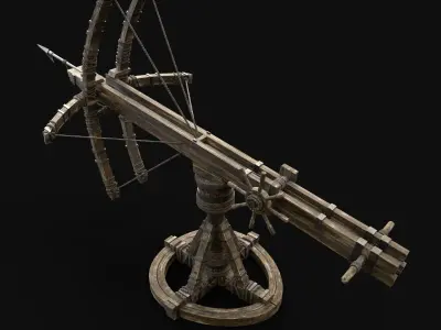 BALLISTA HARPOON LAUNCHER WAR MACHINE MEDIEVAL SIEGE ENGINE Low-poly 3D model