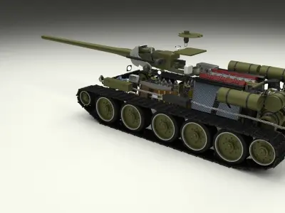 SU 100 Interior Engine Bay Full Camo HDRI 3D model