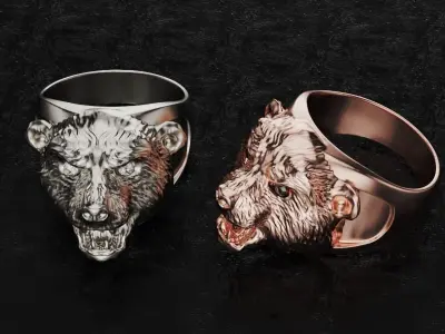 Bear gold and silver jewelry 3D model