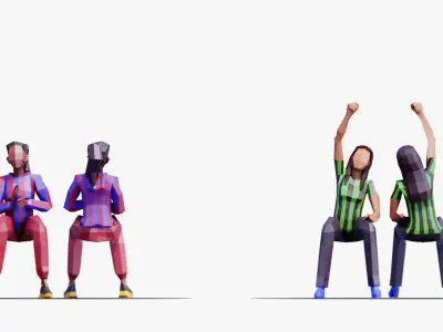 Cheering Crowd Pack - Animated and Rigged 3D model