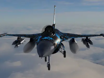 F 16 3D model fighter jet camouflage Low-poly 3D model