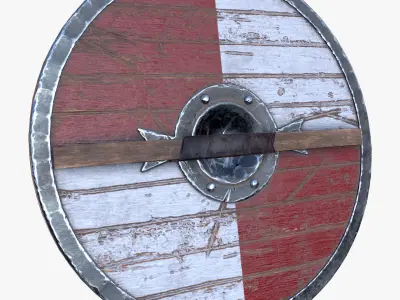 Axe and Shield Low-poly 3D model