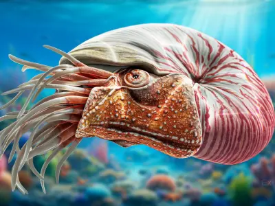 Nautilus Pompilius - Shell Mollusk - Underwater Tentacles - 44 Low-poly 3D model