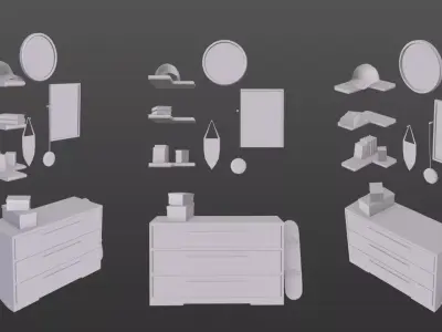 nightstand set of furniture Free low-poly 3D model