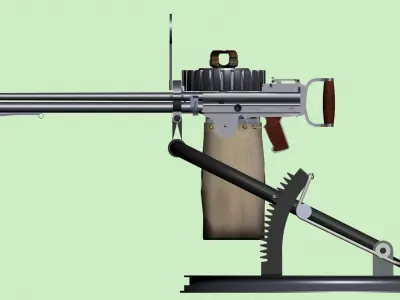 WWI Lewis M1918 machine gun for aircraft 3D model