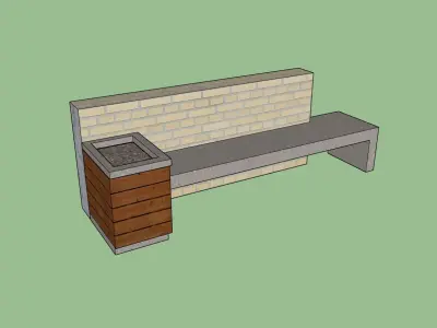 Outdoor Bench Low-poly 3D model shop