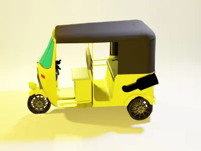 rickshaw 3D model Render in blender  Low-poly 3D model