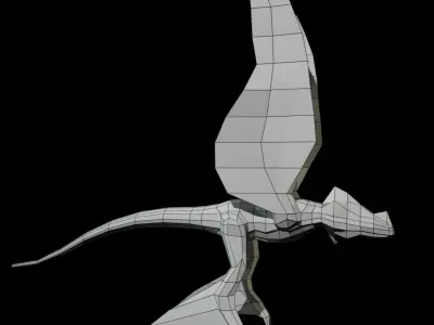 Low-poly MicroRaptor flying dinosaur Low-poly 3D model
