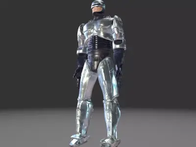 Robocop silver robot suit Low-poly 3D model