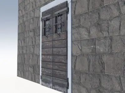 Ancient door 2 Low-poly 3D model