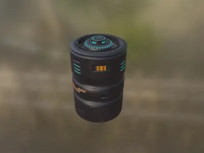 Sci-Fi Neon Barrel - container Low-poly 3D model Low-poly 3D model