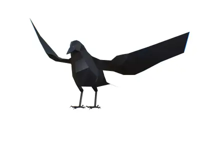 Animated Crow Lowpoly Art Style Low-poly 3D model