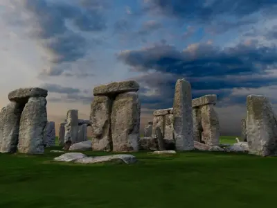 Stonehenge Monument Landscape and 3D Printable Model Low-poly 3D model