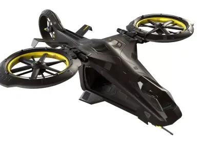 Scifi futuristic security helicopter Low-poly 3D model