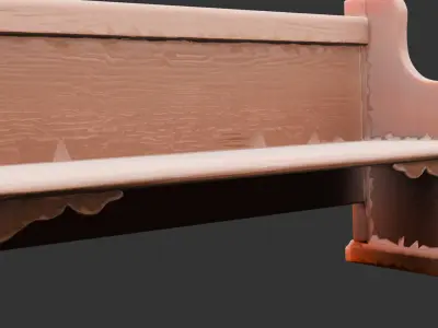 Classic Wooden Church Pew Low-poly 3D model