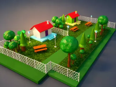 Low Poly Village Environment Pack for Unity Free low-poly 3D model
