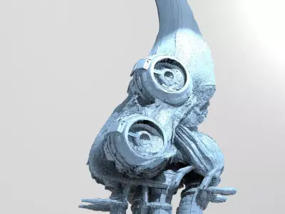 asteroid moon base exhaust funnels 3D model