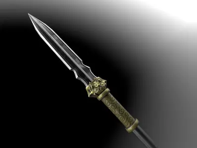 Ancient chinese weapon pike Low-poly 3D model