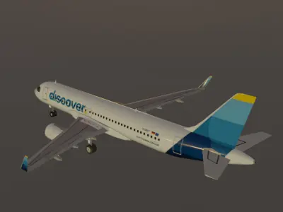 Discover airlines airbus a320-214 low poly 3D Model Low-poly 3D model