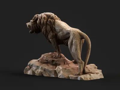 Paper Lion PBR model Low-poly 3D model