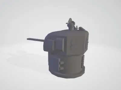 SPANISH WARSHIP AA GUN Low-poly 3D model