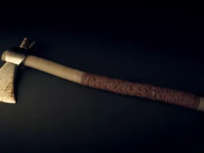 Tomahawk Axe - Wolf Carving Free 3D model