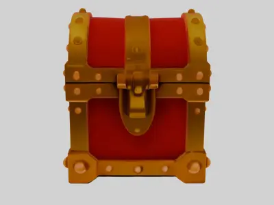 Treasure Chest Red  Low-poly 3D model