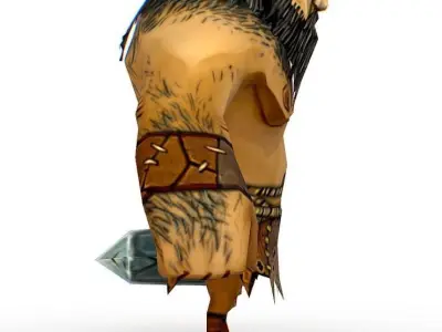 Low Poly Cartoon Creature Village Stonecutter Low-poly 3D model