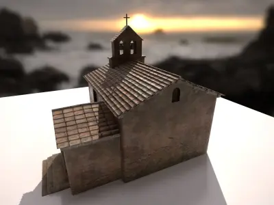 Ruined church Low-poly 3D model