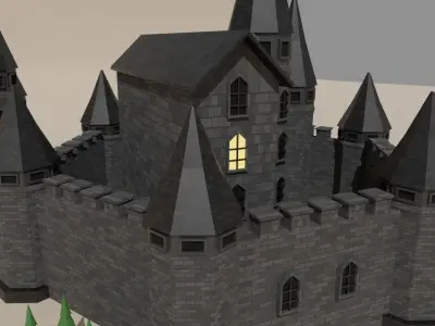 Low Poly Fantasy Castle Low-poly 3D model