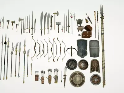 Collection of ancient Chinese cold weapons 3D model