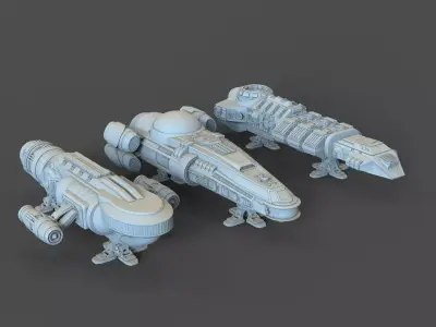 three starship models 3D print model