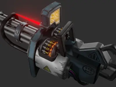 Stylized minigun Low-poly 3D model
