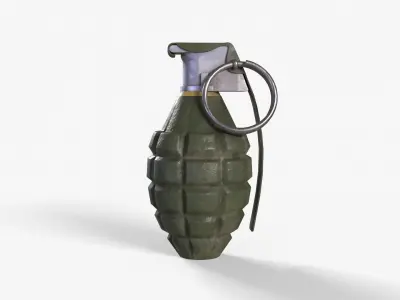 Mk 2 Grenade green painted Low-poly 3D model