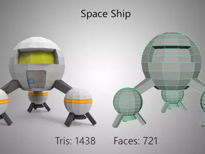 Space ship Low-poly 3D model 8