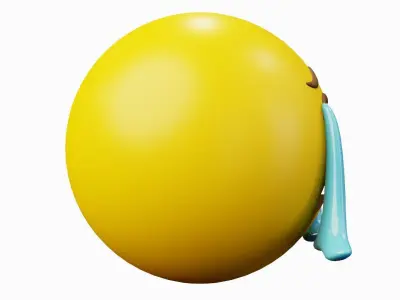 Crying Yellow Ball Emoticon Emoji or Smiley 3D model