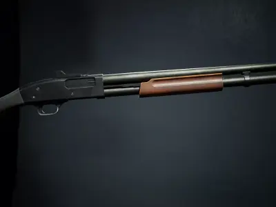 PBR - M590 Pump Action Shotgun Sawn Off - Game-Ready 3D Asset Low-poly 3D model