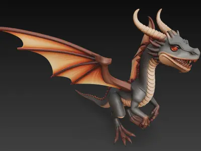 Dragon Realistic 3D Model Basic - Low Poly Realistic Low-poly 3D model