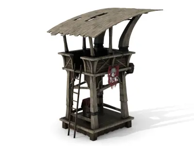 Wooden Watchtower Low-poly 3D model