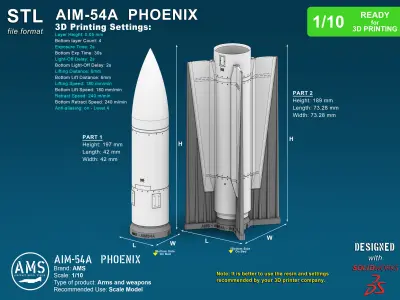 AIM-54A Phoenix - Scale 1-10 3D print model