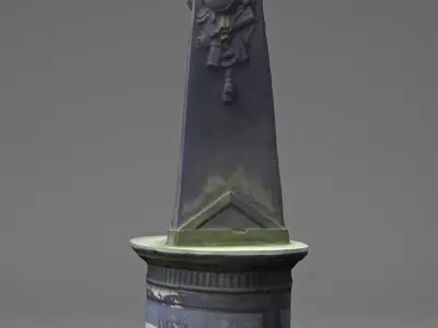 3D Scanned Tombstone - 03 Low-poly 3D model